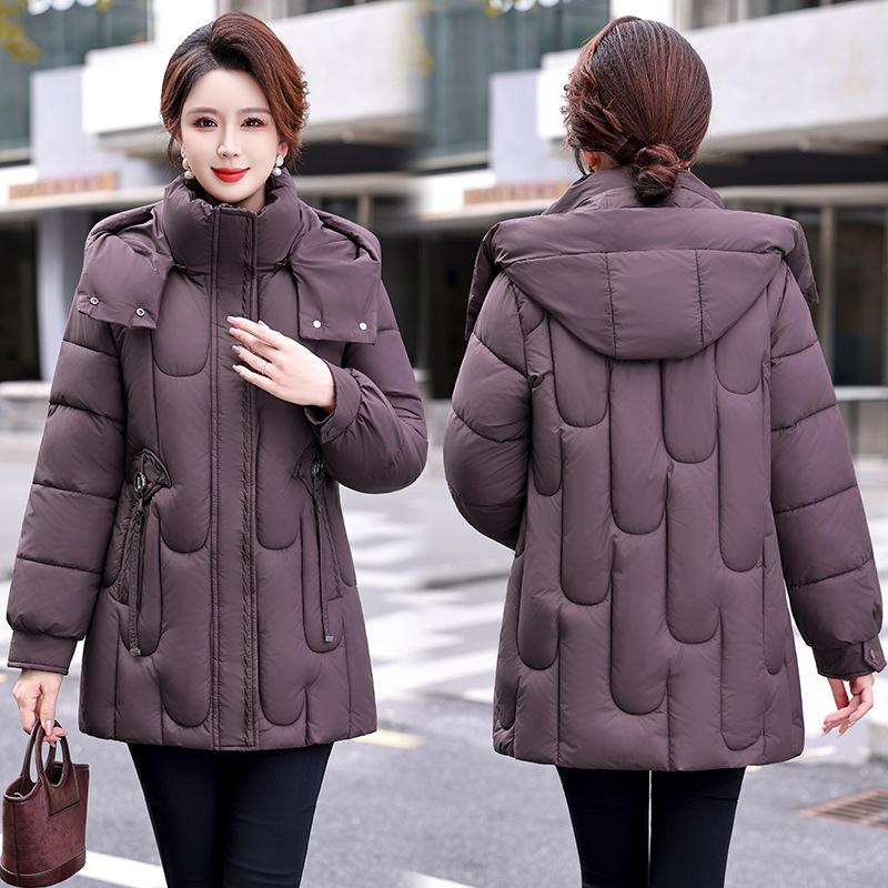 Winter foreign style age-reducing padded jacket versatile loose padded jacket women's middle-aged fashion thickened medium and long women's padded ja