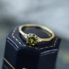 Fashionable and Creative Genuine S925 Silver Six-Prong Geometric Olive Green Jewelry Ring for Women Zircon Rings