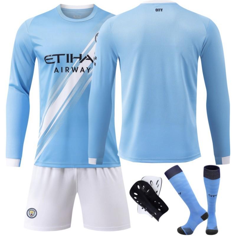 2324 Manchester City's Home Long-sleeved No. 9 Harland 17 De Braunet 10 Gralish Football Uniform Correct Jersey