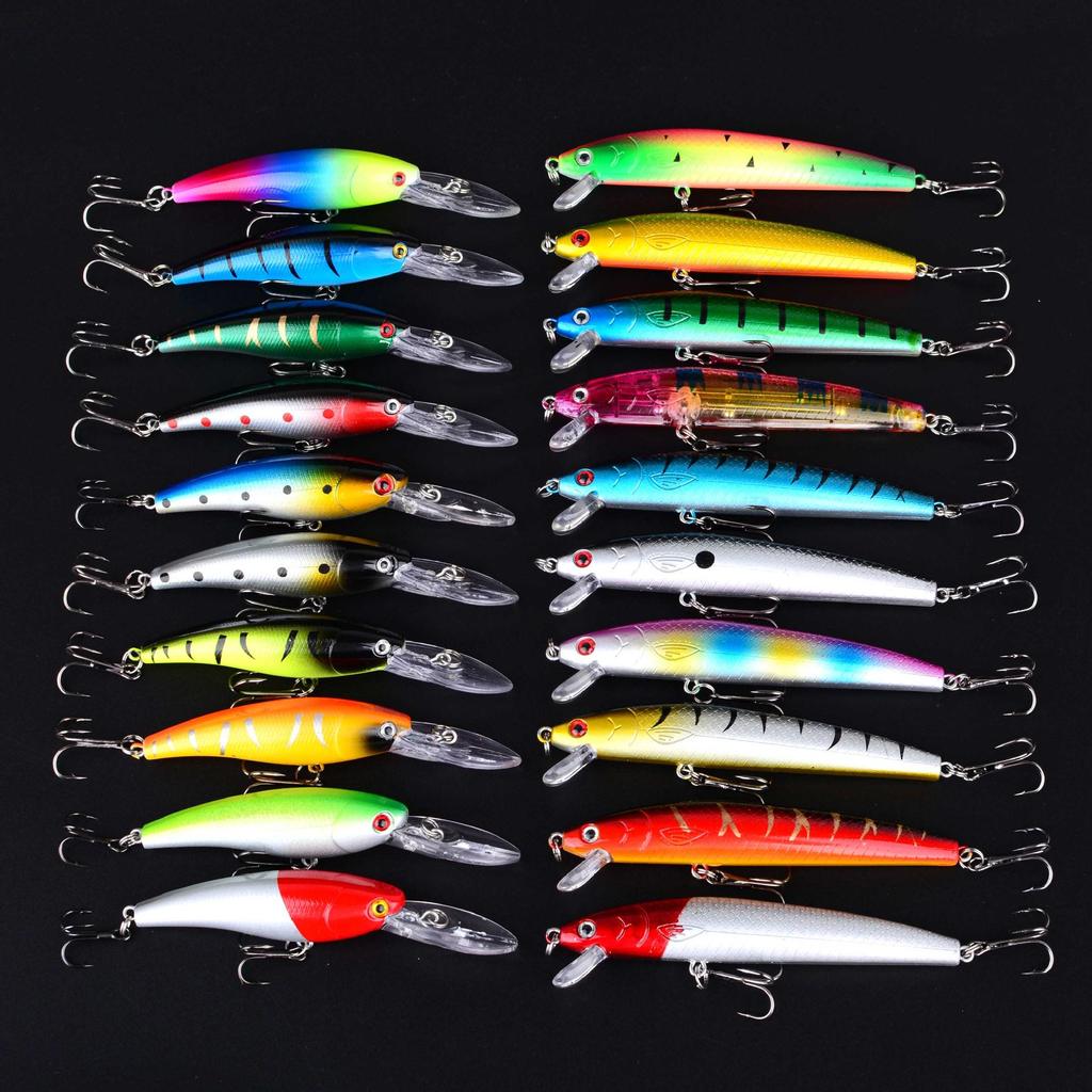 20-Piece Floating Minnow Lure Set: Plastic Hard Lures for Asp and Bass, All-Round Artificial Baits