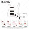 Musiclily Basic 11 Hole Strat Pick Guard with SSH Alnico 5 Pickup Set for Fender ST Stratocaster Electric Black 3P Pre-Wired Guitar,