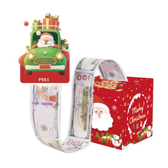 Christmas Money Box Pull-out Cash Gift Box DIY Holiday Money Gift Box with Transparent Bags Christmas Money Holder Pull Box for Kids Adults