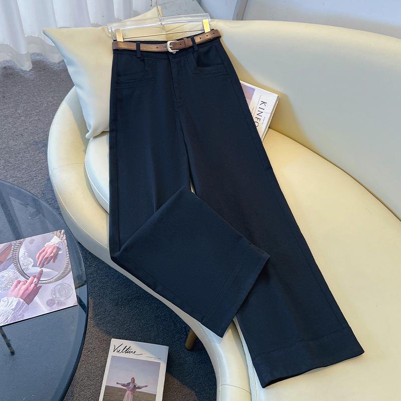 Women s Slimming High-Waisted Khaki Wide-Leg Pants - Spring/Summer 2026 Fashion Navy Full-length