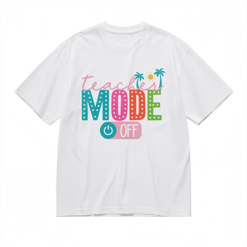 Women's Trend Breathable Classic T-Shirt Colorful Letters and Switch Design Tee