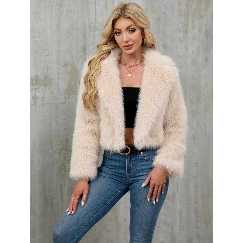 New Autumn and Winter Women's Plush Short Jacket Imitation Fur Jacket Suit Collar Jacket Outside