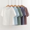 2025 Summer Japanese Style Pure Cotton Women Blouse Literary Lightweight Ruffle Collar Half Sleeve Single-breasted Casual Commuter Shirt
