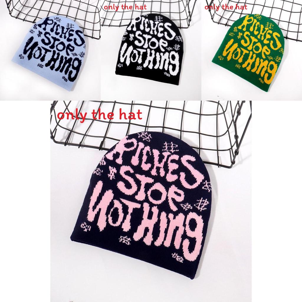 Knit Hat For Winter Outdoor Sports With Letter Embroidery Design For Casual Streetwear