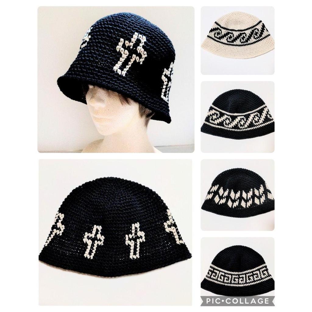 Used crusher hat bucket hat crochet hat korean beanie knit hat grunge subculture y2k old clothes hat hat