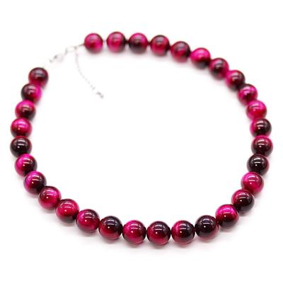 Ishiki 4A Grade Natural Pink Tiger Eye Prayer Bead Necklace 12mm N170