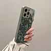 Green floral plant silver plated glass phone case suitable for iPhone 17 16 15 14 13 12 11 Pro/Max/Plus scratch resistant