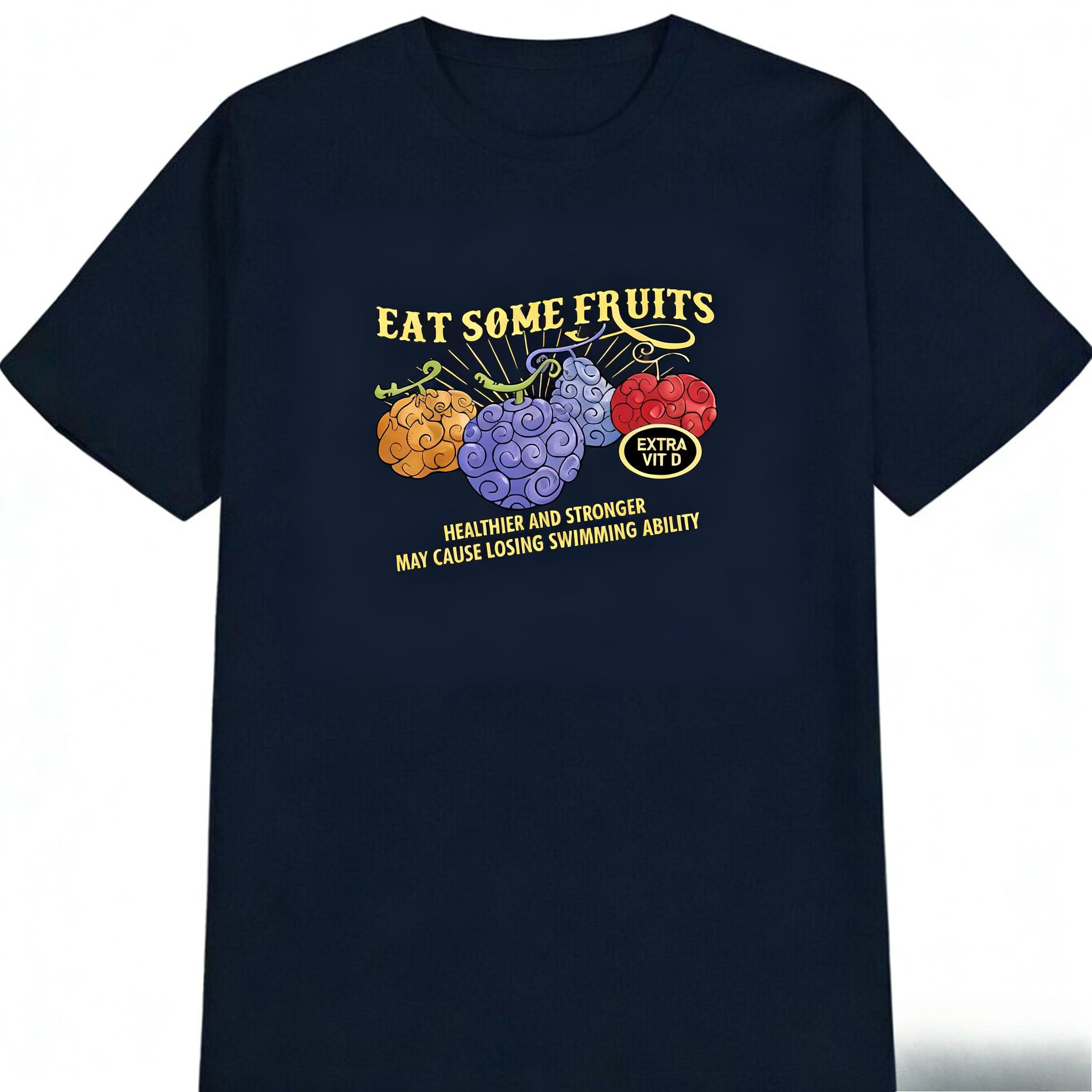 

Unisex Patterned Tshirt Short Sleeves Interesting Design and Colorful Fruit Illustrations Cotton Summer Tshirt Men and Women 4XL