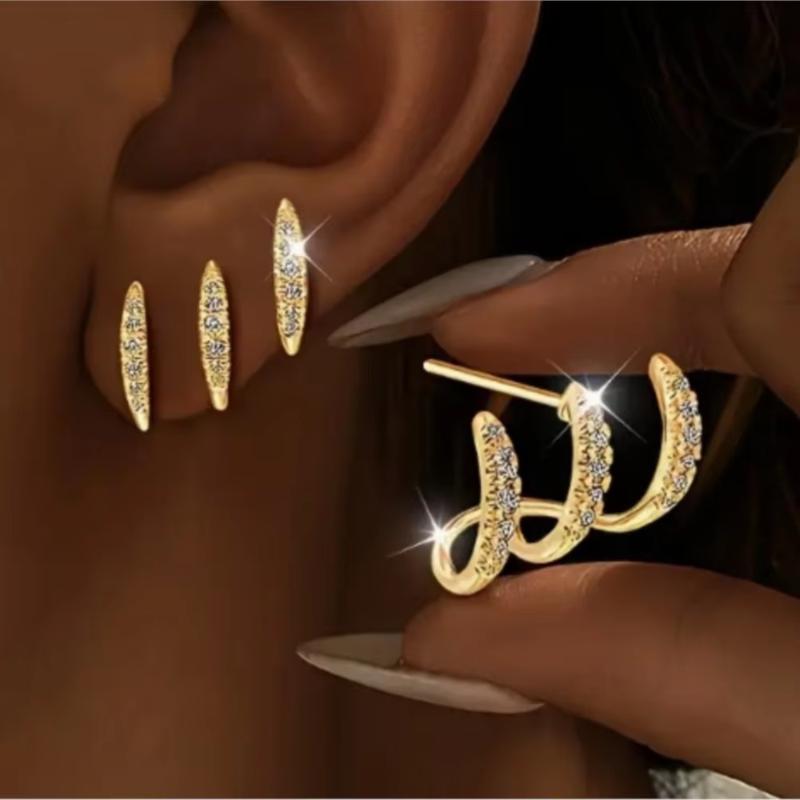 1 Set Metal Circle Drop Small Earrings For Women Trend Pendant Piercing Earrings Set Jewelry Gifts
