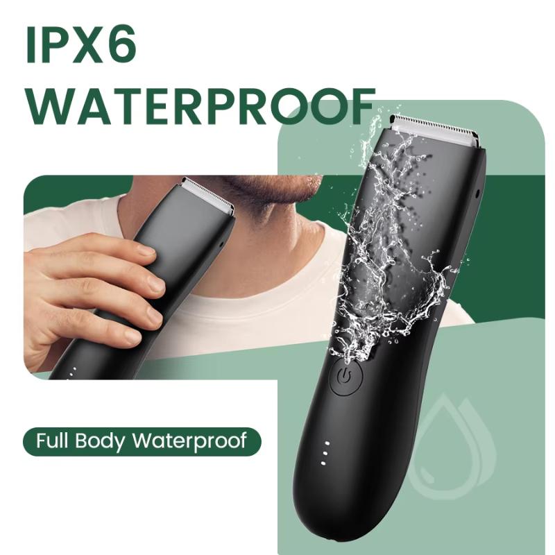 Waterproof Electric Body Hair Trimmer With Rechargeable Base Adjustable Guide Combs For Men Daily Personal Grooming At Home