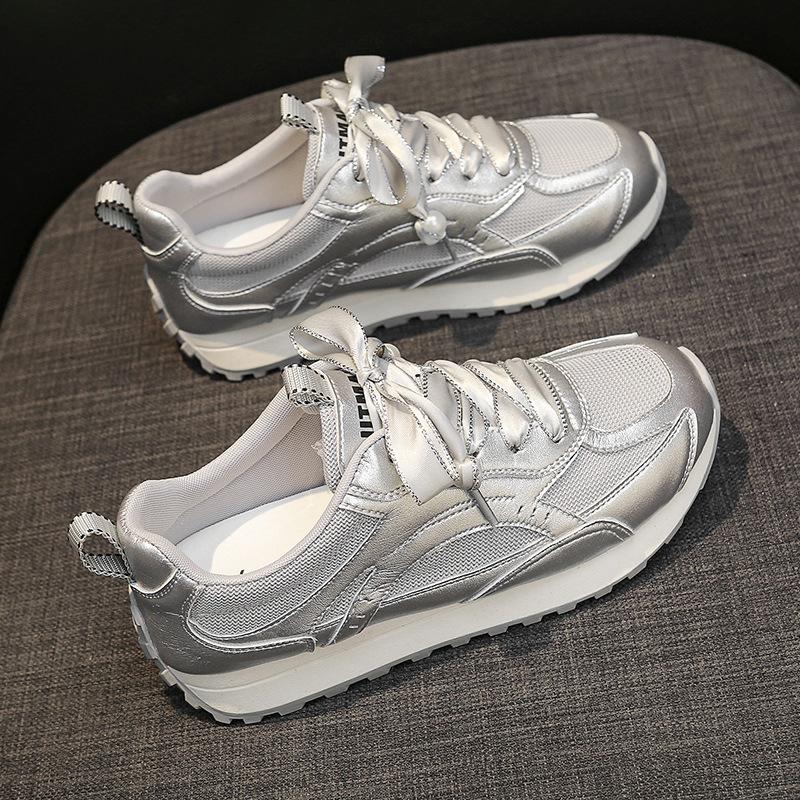

Сетчатые дышащие легкие кожаные туфли на толстой подошве, белые женские туфли Forrest Gump, летние новые повседневные спортивные туфли для сноуборда 40