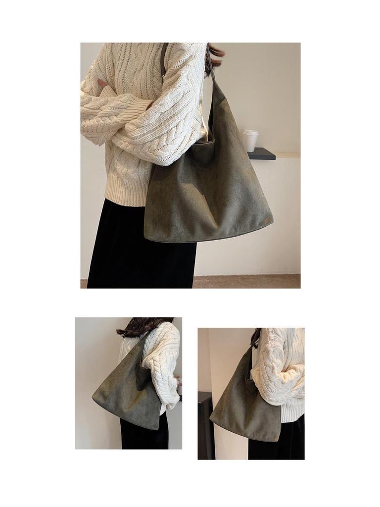 Geantă Tote Damă Suedeză Vintage 2025: Geantă de umăr casual versatilă, de mare capacitate