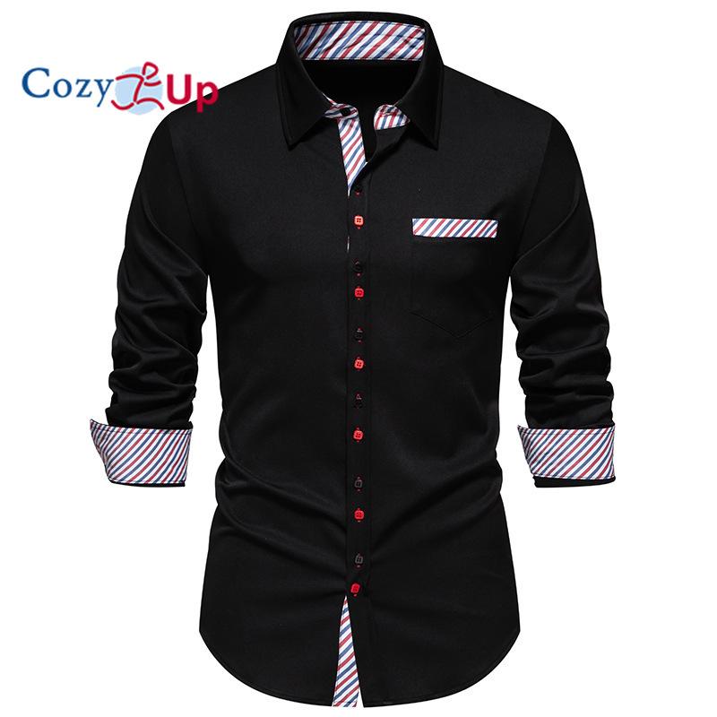Cozy Up Men's Dress Shirts Long Sleeve Wrinkle-Resistant Casual Button Down Shirt