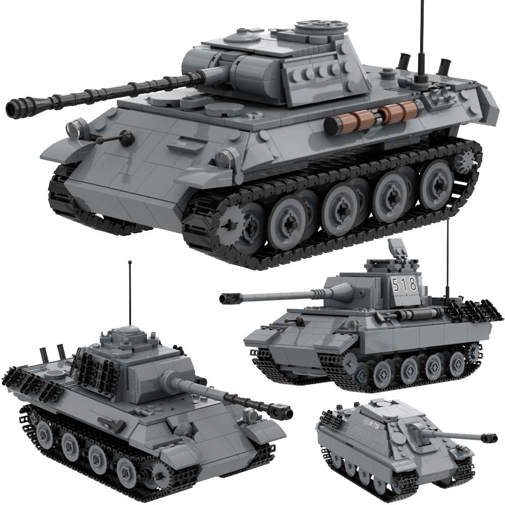 WW2 German Panther A G Tank Jagdpanther Destroyer Military Building Block Toy Command Army Bricks Model Set