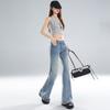 Spring Summer Ice Blue Low Waist Y2K Slim Micro Flare Trendy Denim Pants For Fashion Ladies Casual Pants Oversize Denim Trousers