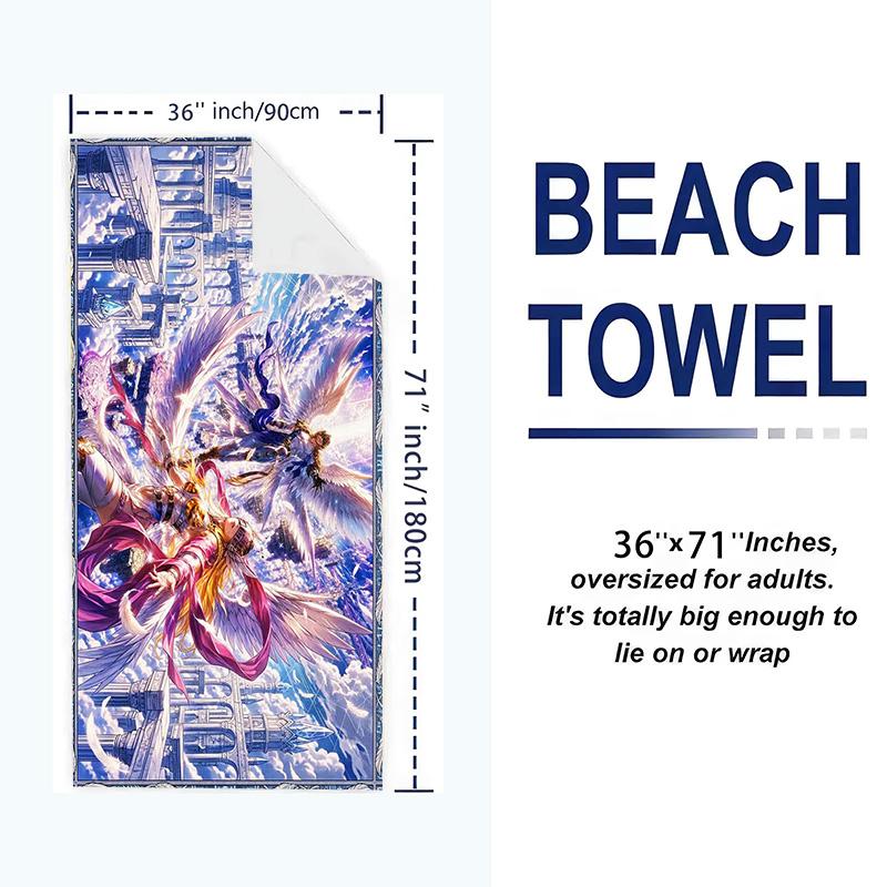 Angewomon Print Beach Towel, Large Soft Quick Dry Towel for Beach Camping Swimming
