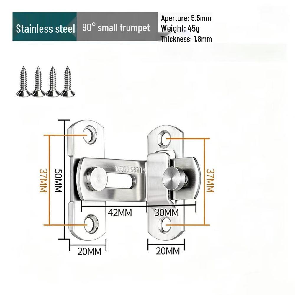 Black Stainless Steel 90° Door Latch Bolt for Home or Pet Doors