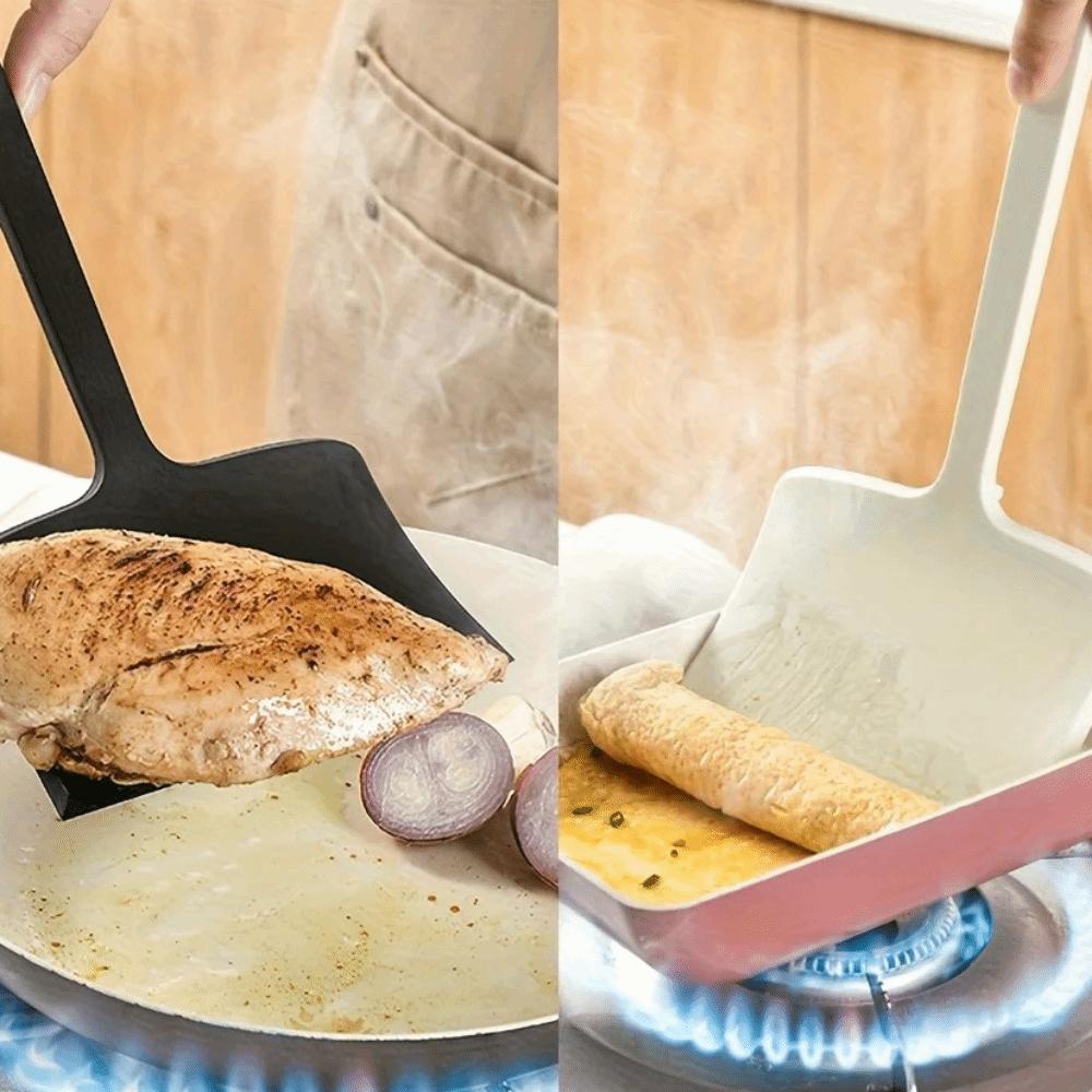Heat Resistant Silicone Japanese Omelet Spatula Anti-scalding Extended Handle Pancake Scraper Hanging Hole Widening Shovel Head