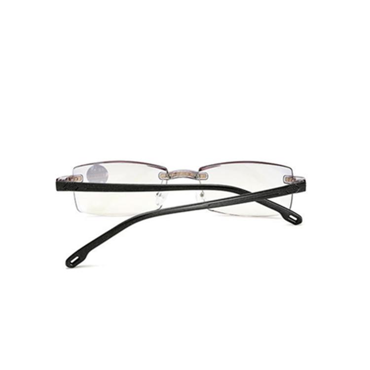 802 1pc Rimless Squared Frame Blue Light Blocking Presbyopia Unisex Men Women Corrective Eyeglasses Reading Glasses