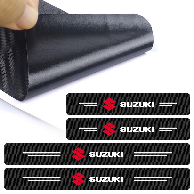 4Pc Car Door Plate Carbon Fiber Threshold Protector Sticker for Suzuki Jimny GW250 Samurai Vitara Swift Baleno SX4 Ignis Alto Splash Swace
