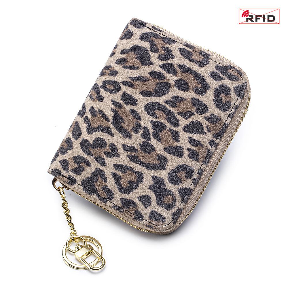 New Leopard Print Short Change Bag Hanging Bag, Women's Multi-functional Coin Storage Bag, RFID Zipper Card Bag.