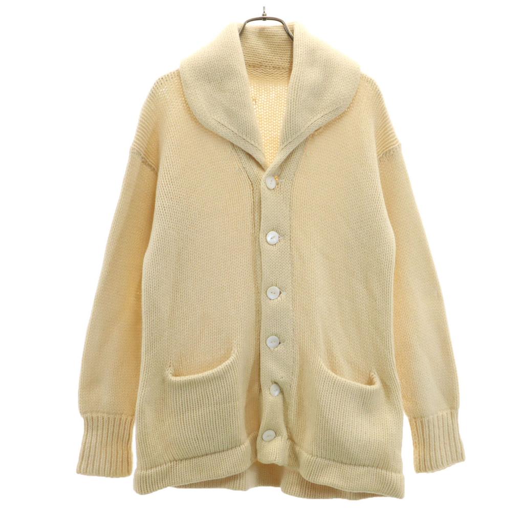 20s 30s Vintage Lettered Long sleeve Shawl collar Cowichan knit cardigan Men's Used