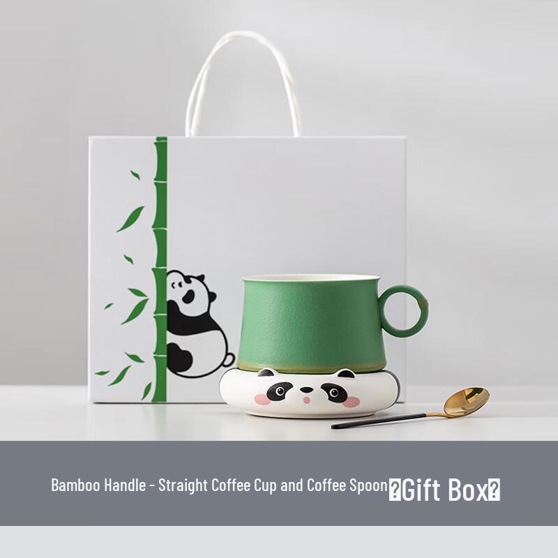 Panda Ceramic Coffee Cup and Saucer Set with Spoon