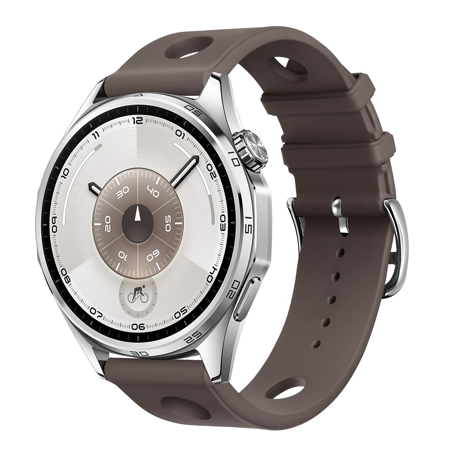 

18/20/22mm Silicone Sport Scub H Diving Strap For Huawei Watch GT6 Pro 46mm GT5 41mm Breathable Wristband For Samsung Galaxy Watch7 6 5 FE Correa Band Universal 22mm Width темний колір печінки