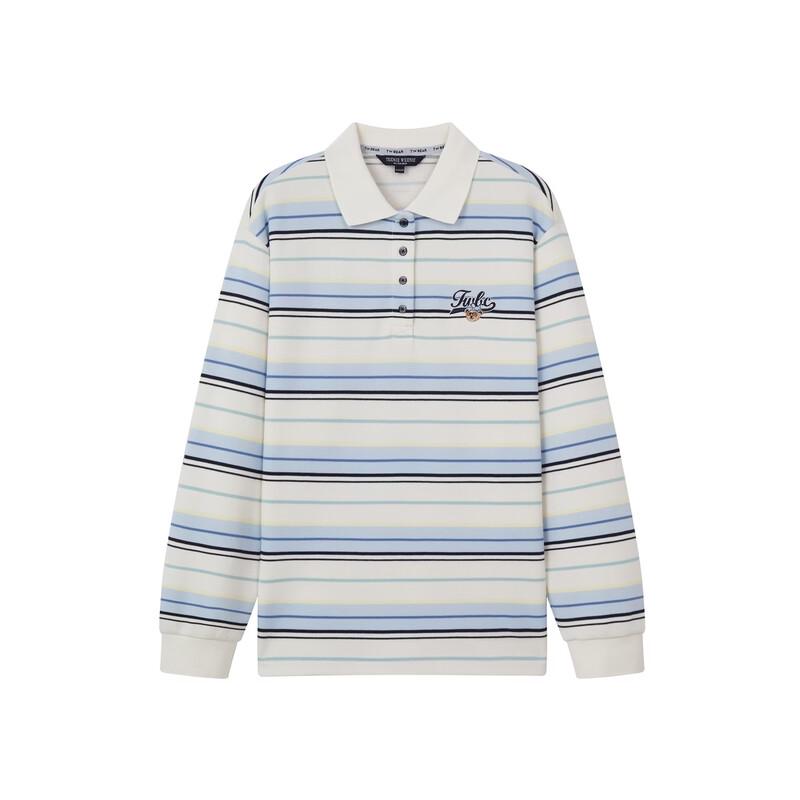 Teenie Weenie Women's Striped Polo T-Shirt with Bear Lettering