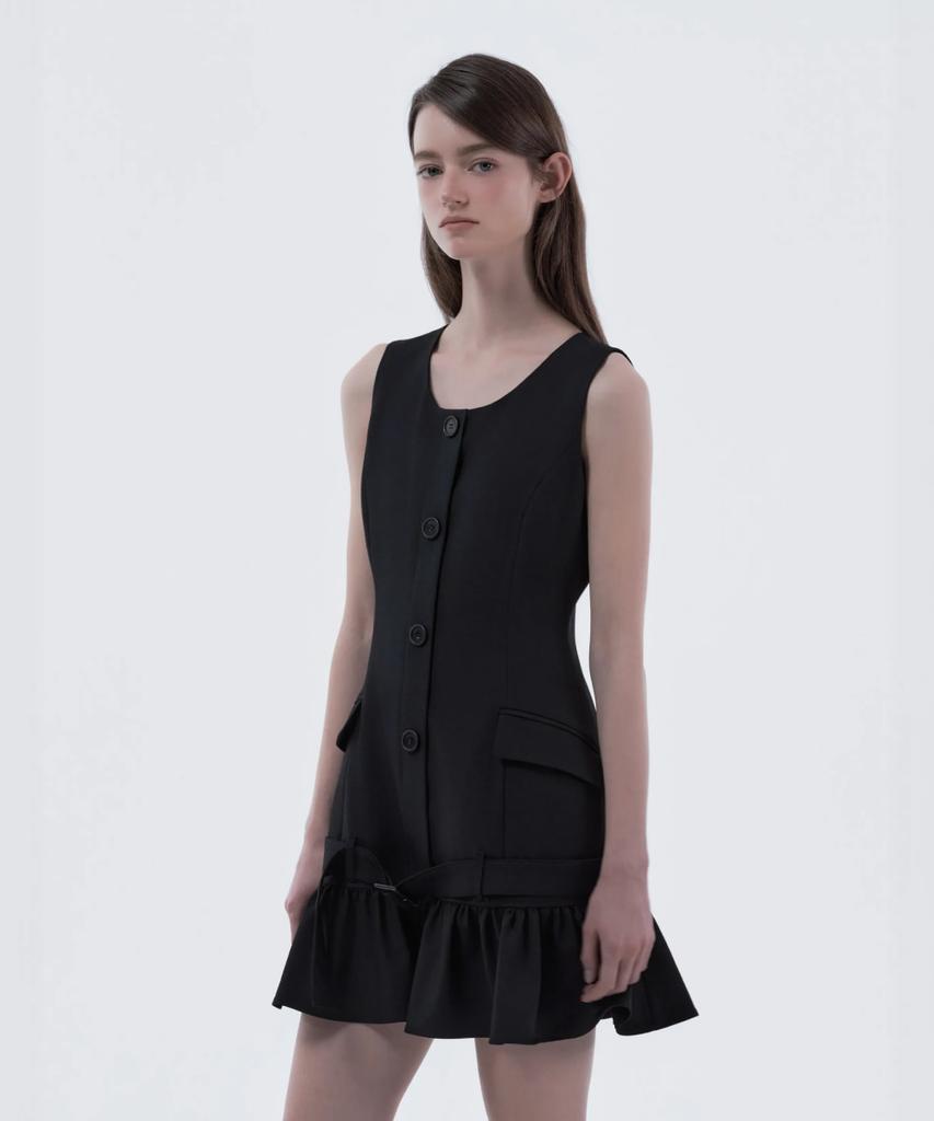 Mausolleum Sleeveless Flare Suit Dress - Dark Navy
