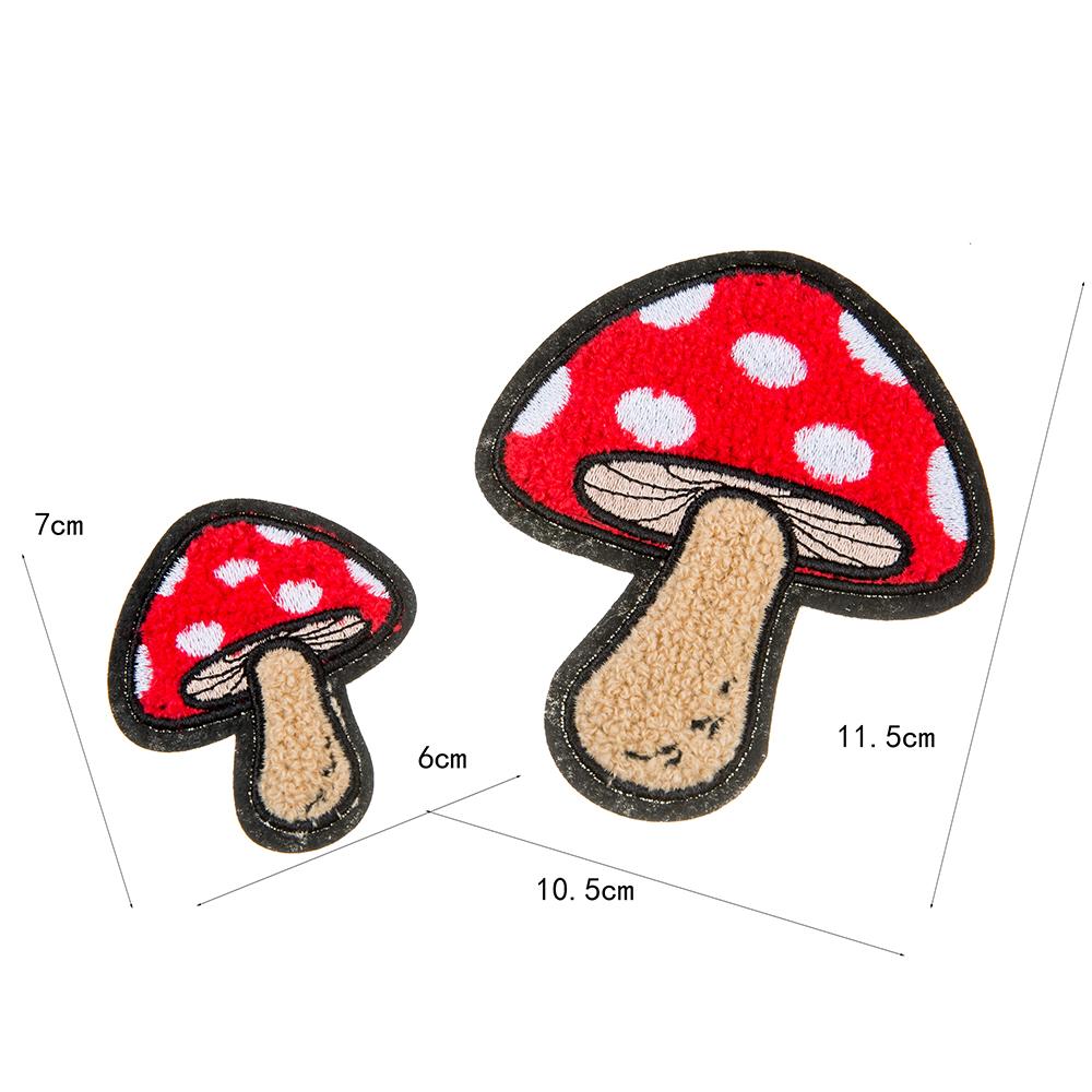 1 Pair Sew On Towel Mushroom Embroidery Patches For Clothing Applique Repair DIY Decoration