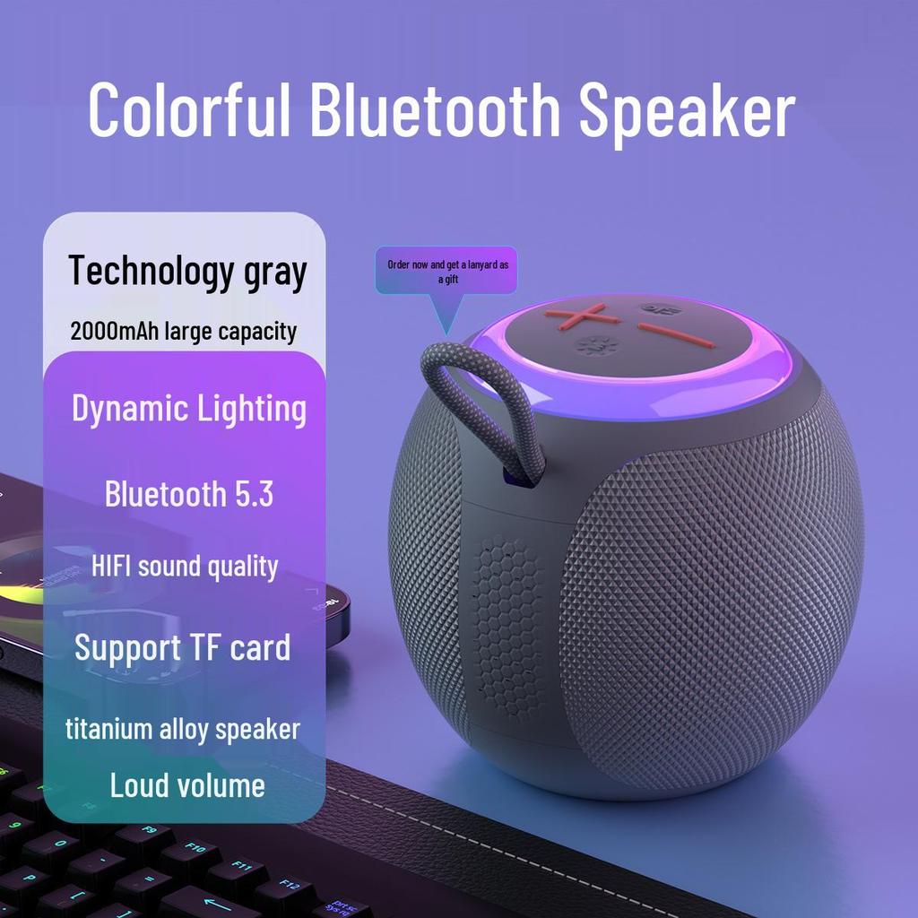 Portable Bluetooth Speaker with Colorful Lighting and Subwoofer for Outdoor Parties (Bluetooth 5.3)