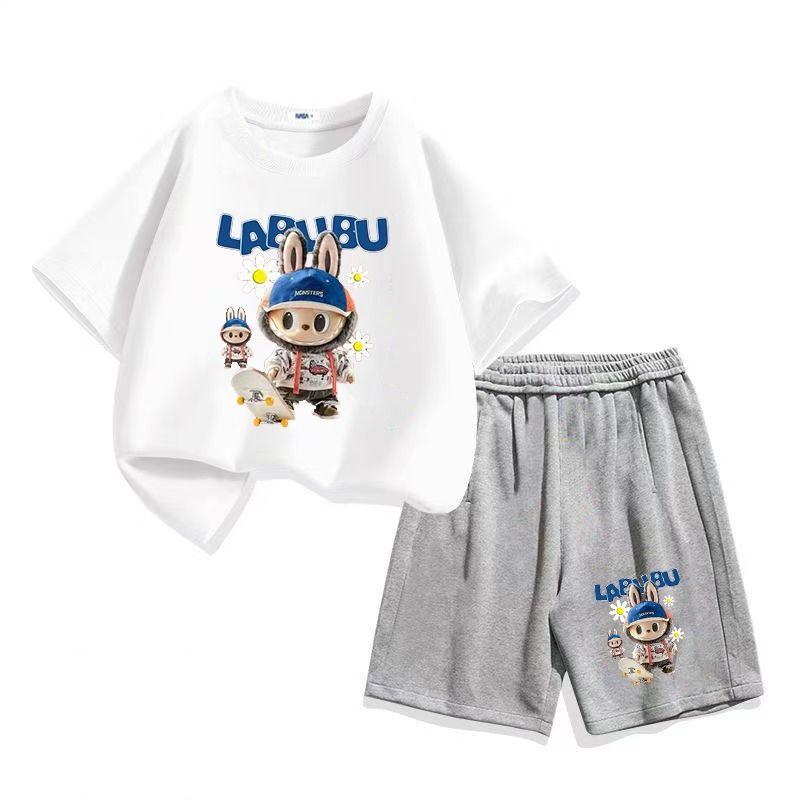 Summer LBB Cartoon Printed Fashionable Short-sleeved Children's Casual Two-piece Set