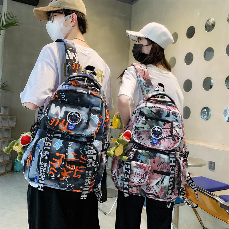 Spot Graffiti Streetwear Lightweight Backpack for Students & Casual Use