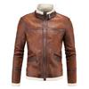 AOWOFS Leather PU Leather with Motorcycle Outerwear for Spring and Autumn Men's Jacket, Boa, Style, Stand-Up Collar, Windproof, Cold-Resistant,