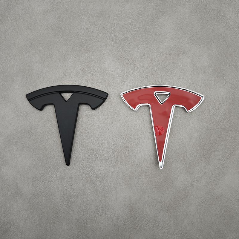 Für Chrome Schwarzes Logo Auto Lenkradabdeckung Aufkleber Abzeichen Emblem Für Tesla Model 3 Y X S Aufkleber Ersatz Zubehör