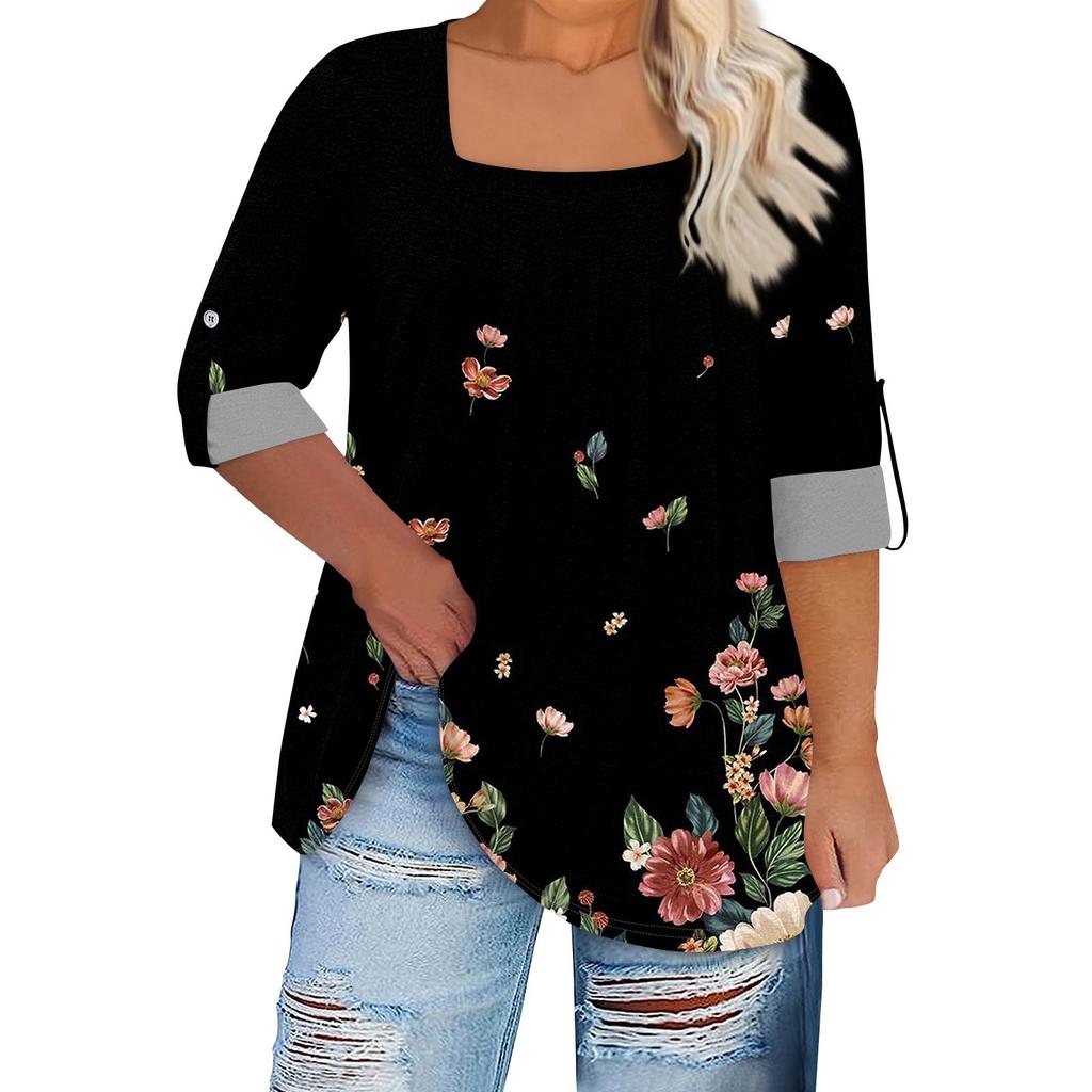 Women's T-shirt Printed Long Sleeved Raglan Sleeves, Basic Square  Regular Top For Daily Fashion