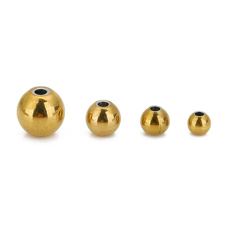 30/50pcs 4 5 6 8 mm PVD Stainless Steel Spacer Beads Never Fade Round Necklace Beads For DIY Bracelet Findings Jewelry Making