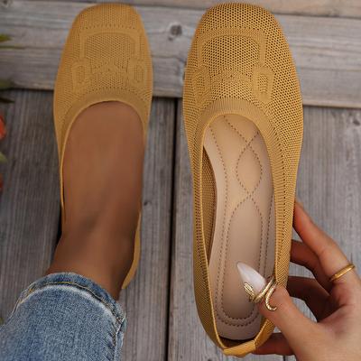 Spring and Autumn NEW Solid Color Knitted Women's Shoes Soft Sole Comfortable Anti Breathable Ladies Flats