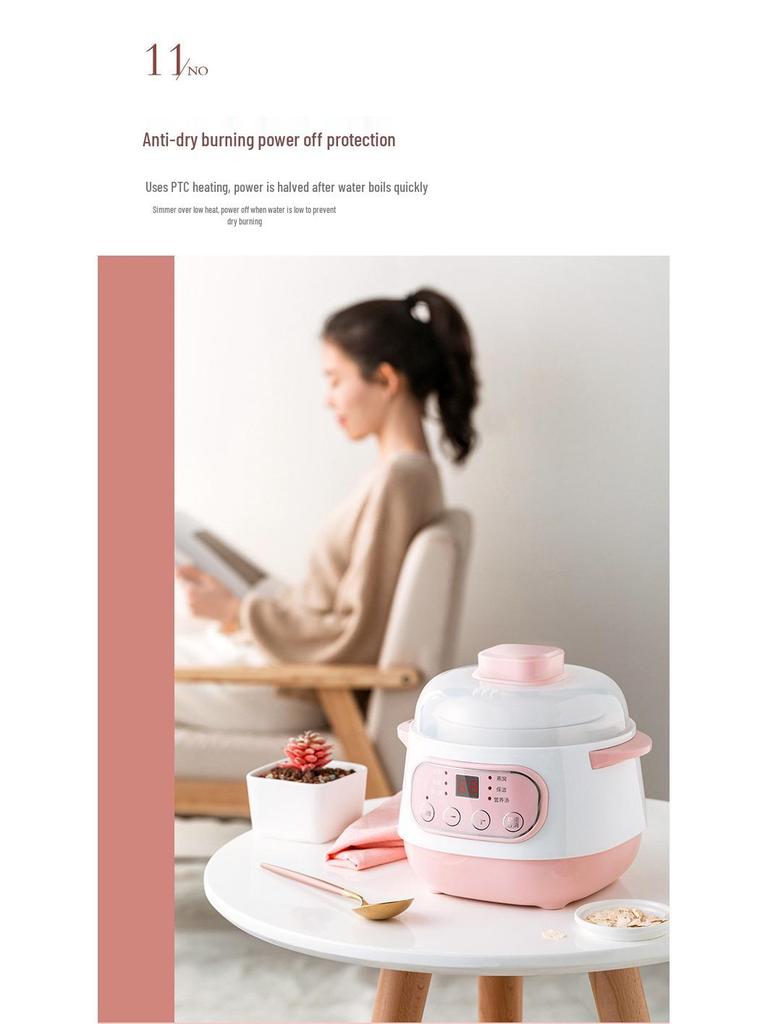 Electric Ceramic Slow Cooker: Multifunctional Double Boiler for Soup, Stew, Bird's Nest, and Health Preservation