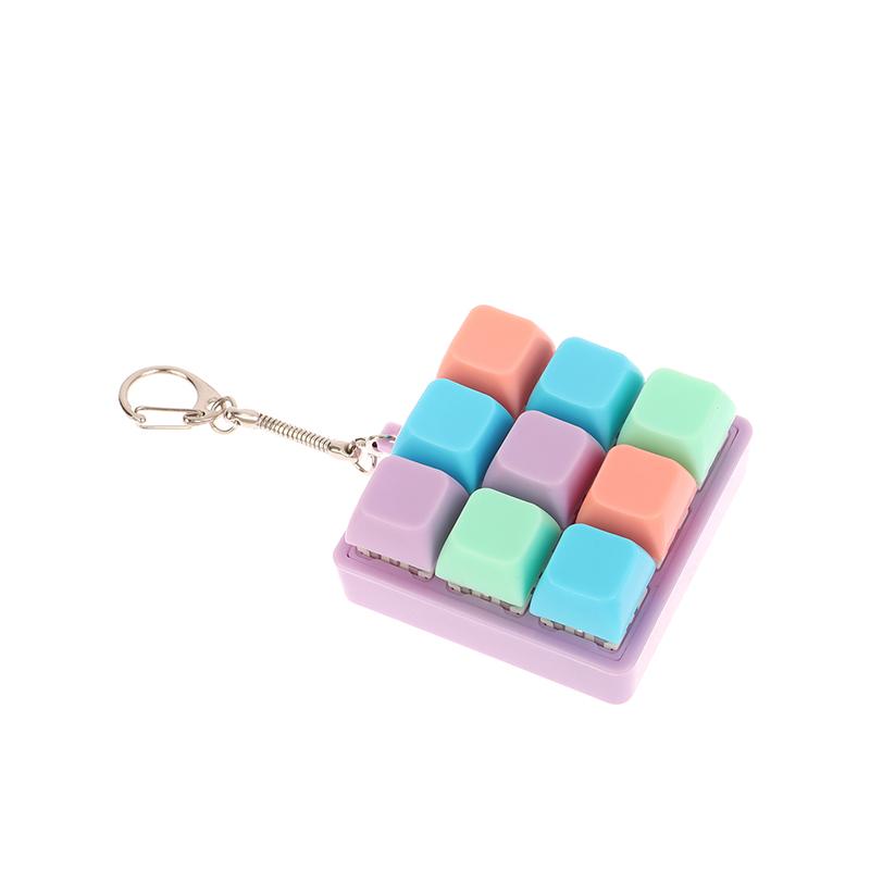 9 Taster Firkantede Tastaturtaster Nøkkelring Fidget Leke Fest Stresslindring DIY Tastaturtaster Leke Tastaturhetter Fingerknapp Fidget