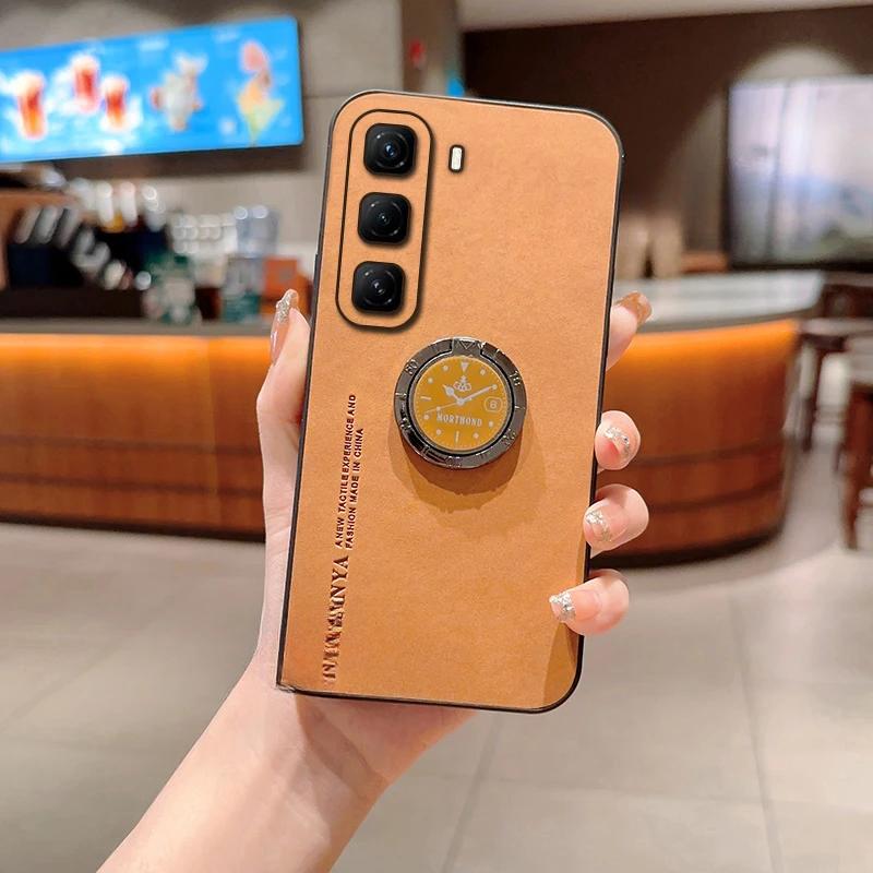 Für Infinix Hot 50 4G Schafsleder Magnetischer Ringständer Halter Handyhülle Für Infinix Hot 50 5G Matte Linsenschutzabdeckung