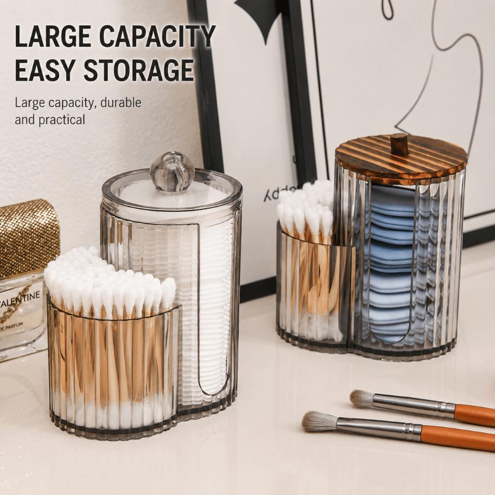 2-in-1 Makeup Pad Organizer Dustproof Floss Picks Holder for Vanity Countertop