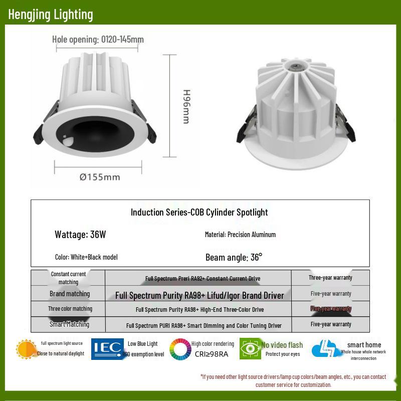 Full-Spectrum Anti-Glare Human Sensor Downlight for Home and Hotel Corridors