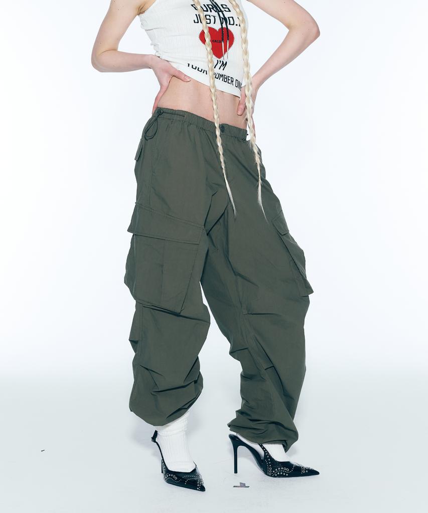 ASIF CALIE Parachute Cargo Pants Deep Khaki