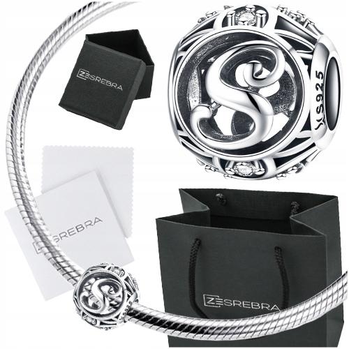 Charms Letter S S925 Bead Beads Openwork Zircons Openwork Letter