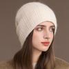 New Style Winter Women Hat Decorate Beanie Hat Simple Design Rabbit Fur Blend Warm Winter Cap Y2K Female Outdoor Knitted Hat